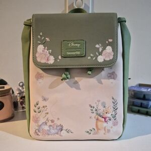 Green and Cream Winnie the Pooh Floral Crossbody Bag